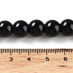 ジュエリーネックレスクラフト用のブラックガラスパールラウンドルースビーズ  10mm  穴：1mm  約85個/連&nbsp;X-HY-10D-B20