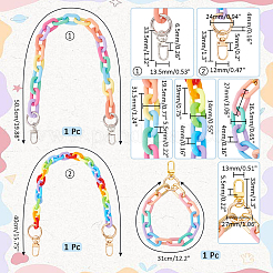 不透明スプレー塗装アクリルバッグハンドル2個  リストレットストラップ1本付き  カラフル  31~50.5cm&nbsp;AJEW-PH0018-20