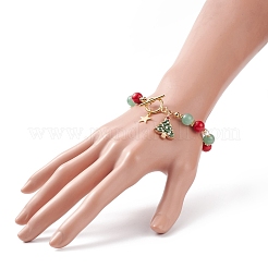 Christmas Tree & Star Alloy Enamel Charm Bracelet&nbsp;BJEW-TA00154