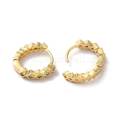クリアキュービックジルコニア菱形フープピアス  女性のための真鍮のアクセサリー  18KGP本金メッキ  14x15x3mm  ピン：1mm&nbsp;ZIRC-Q201-21G