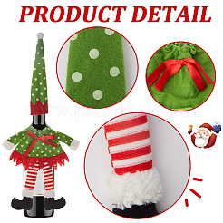 4セット2スタイルのクリスマスワインボトルカバープルーシュデコレーション  サンタクロース  ライム  220~265x45~212x8~17mm  内径：22~33mm  2セット/スタイル&nbsp;AJEW-GF0007-18