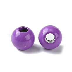 スプレー塗装された202個のステンレススチールビーズ  ラウンド  暗い蘭  8x7mm  穴：2.5mm&nbsp;STAS-Q321-02B-E