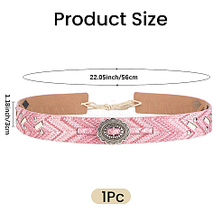 女性用PUレザーと合金製オーバルタイノットベルト1本  アンティークシルバー  ピンク  560x30mm&nbsp;AJEW-CL0005-37