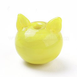 手作りのランプワーク子猫ビーズ  漫画の猫ヘッド  ミックスカラー  13~14x14~19x13.4mm  穴：1.8mm&nbsp;LAMP-I020-04