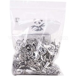 混合チベットスタイルの合金のペンダント  ベビーシャワーの装飾品に  アンティークシルバー  15~24x7.5~14x2~10mm  穴：2mm  200 G /ボックス&nbsp;TIBEP-NB0001-21AS