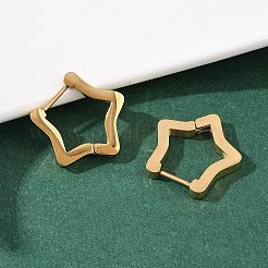 304 Stainless Steel Star Hoop Earrings&nbsp;EJEW-I320-26G-02