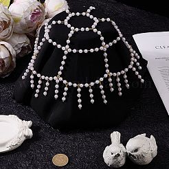 プラスチックパールメッシュヘッドバンド  女性と女の子のためのヘアアクセサリー  ゴールドカラー  250x200x6mm&nbsp;OHAR-WH20007-07G