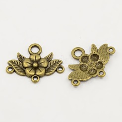 チベット風シャンデリアコネクターパーツ  鉛フリー及びカドミウムフリー  花  アンティークブロンズカラー  32x23x3mm  穴：2mm&nbsp;EA9731Y-AB
