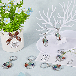 6Pcs Natural/Synthetic Mixed Gemstone Keychain&nbsp;KEYC-SC0001-09