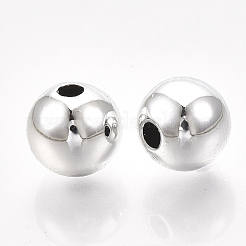 Uvメッキabsプラスチックビーズ  ラウンド  プラチナメッキ  12x11.5mm  穴：2mm&nbsp;X-CCB-S162-29D-04
