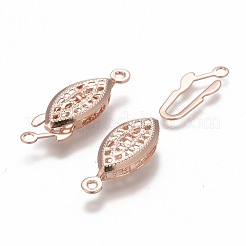 304ステンレススチールボックス留め具  マルチ連クラスプ  馬の目  ローズゴールド  21.5x7x4mm  穴：1mm&nbsp;STAS-P249-01RG