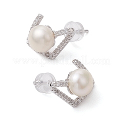 Natural Pearl Ear Studs&nbsp;EJEW-P286-26P