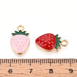 合金エナメルチャーム  ストロベリーチャーム  ゴールドカラー  ミックスカラー  17x10x3mm  穴：2mm&nbsp;PALLOY-T092-35G