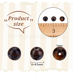 グレードabナチュラルタイガーアイラウンドビーズ連売り  6~6.5mm  穴：1mm  約63個/連  15.5インチ  1連&nbsp;G-OC0001-78A