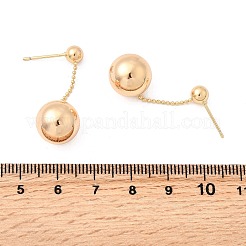 真鍮製ダングルスタンドピアス  ラウンド  ゴールドカラー  23x12mm&nbsp;EJEW-P318-01G
