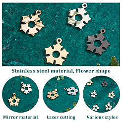 16個4色201ステンレスペンダント  花  ミックスカラー  18x15.5x1mm  穴：1.5mm  4個/カラー&nbsp;STAS-UN0030-78