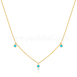 S925 Silver Turquoise Moon Pendant Collarbone Chain Necklace&nbsp;AL5793-6