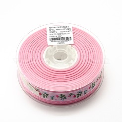 フラワープリントグログランリボン  パールピンク  1インチ（25mm）  約100ヤード/ロール（91.44メートル/ロール）&nbsp;ORIB-L004-02
