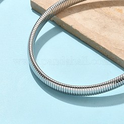 12mm 304 ステンレススチール フラットスネークチェーンネックレス 女性用  変色しない  ステンレス鋼色  15.35インチ（39cm）&nbsp;LS-NJEW-U049-01P