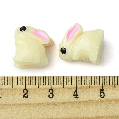 スプレー塗装された不透明樹脂ビーズ  エナメル  兎  ベージュ  16x11.5x17.5mm  穴：1.8mm&nbsp;CRES-B021-08