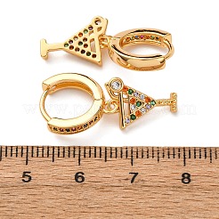 Wine Glass Brass Micro Pave Cubic Zirconia Dangle Hoop Earrings&nbsp;EJEW-F384-16G-02