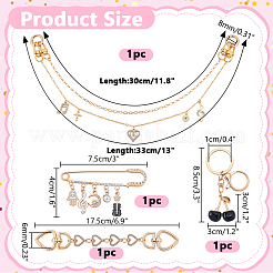 Alloy with Resin Cherry Keychains & Alloy Enamel with Iron Musical Note Brooch & Alloy Rhinestone Heart Charm Purse Chains & Alloy Rhinestone Heart Link Purse Strap Extenders&nbsp;SJEW-AR00001