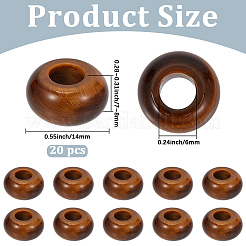 天然タイガーアイヨーロピアンビーズ20個  大穴ビーズ  ロンデル  14x7~8mm  穴：6mm&nbsp;G-PA0002-34A