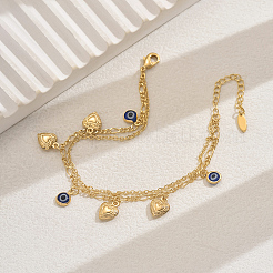 Brass Sweet Romantic Blue Evil Eye Heart Pendant Anklets for Women's Gift&nbsp;LS-CA3994