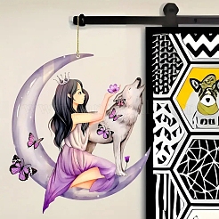 Moon with Wolf & Girl Acrylic Hanging Ornaments&nbsp;PW-WGE0FEB-01