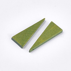 塗装木材ペンダント  三角形  オリーブドラブ  39.5x14x4mm  穴：1mm&nbsp;X-WOOD-T021-12F