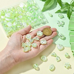 100個20スタイルアクリルビーズ  グリーン  混合図形  13~17.5 XX 9~13.5x6.5~8.5mm  穴：1.5~3mm&nbsp;FIND-CJ0002-75