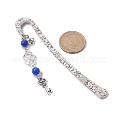 Mother's Day Key & Infinity Love Heart Pendant Bookmark with Natural Malaysia Jade&nbsp;AJEW-JK00259-04