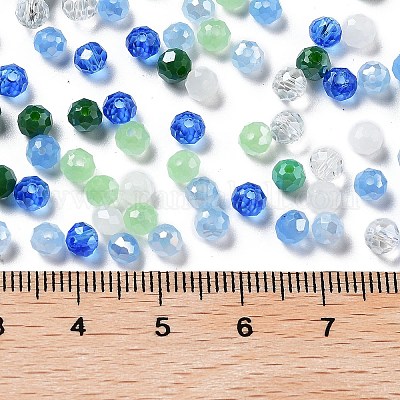ガラスビーズ  多面カット  ロンデル  ライトブルー  4x3mm  穴：0.4mm  約6800個/500g&nbsp;EGLA-A034-LM4mm-09-1