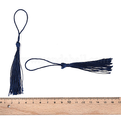 ポリエステルタッセルパーツ  ペンダントの飾り  ミッドナイトブルー  130x6mm  タッセル：70~90mm&nbsp;OCOR-Q023-19-1