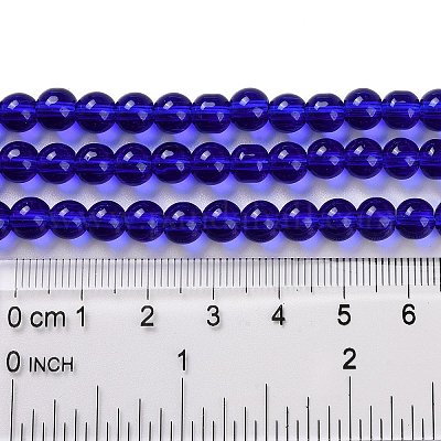 ガラスラウンドビーズ連売り  ブルー  6mm  穴：1mm  約50個/連  11インチ&nbsp;GLAA-I028-6mm-13-1