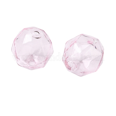 透明ガラスビーズ  多面カット  ラウンド  パールピンク  14x13.5x14mm  穴：1.6mm&nbsp;X1-GLAA-A041-01A-05-1