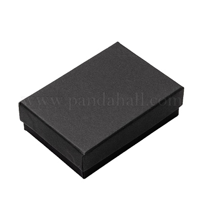 厚紙のネックレス箱  内部のスポンジ  長方形  ブラック  9x6.5x2.8cm&nbsp;X-CBOX-S008-04-1