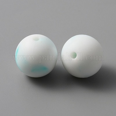 シリコンビーズ  ラウンド  ライトシアン  15x15mm  穴：2mm&nbsp;SIL-WH0001-35B-1