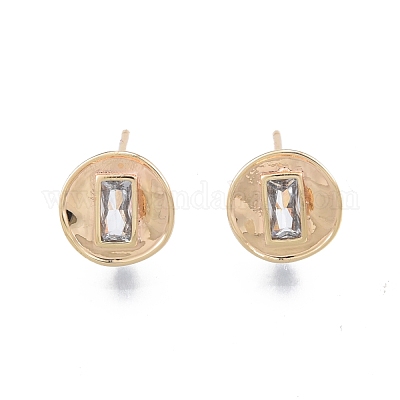 Brass Clear Cubic Zirconia Stud Earring Findings&nbsp;KK-G432-22G-1