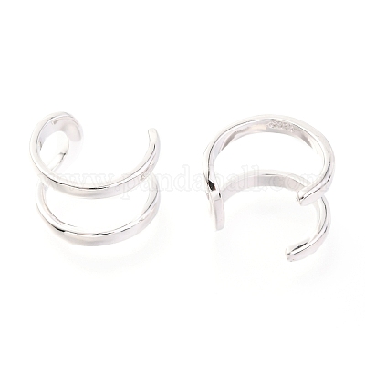 変色防止ロジウムメッキスターリングシルバーカフイヤリング925個  プラチナ  13x10mm&nbsp;EJEW-H124-11P-1