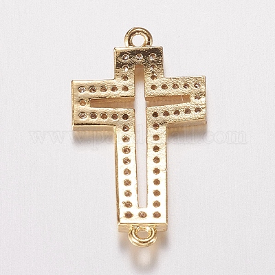 Brass Micro Pave Cubic Zirconia Links&nbsp;ZIRC-F068-26G-1