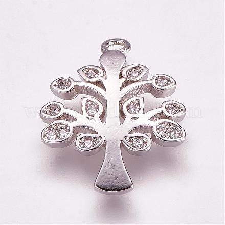 Brass Micro Pave Cubic Zirconia Pendants ZIRC-G099-37P-1