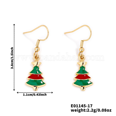 Christmas Theme Brass Dangle Earrings IP2522-17-1