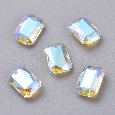 ガラスラインストーンチャーム  多面カット  長方形  クリスタルのきらめき  16x11x5.5mm  穴：1.6mm&nbsp;RGLA-A024-J01-001SI-1