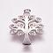 Brass Micro Pave Cubic Zirconia Pendants, Cadmium Free & Lead Free, Tree, Platinum, 19x15.5x2mm, Hole: 3mm