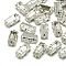 Sew on Rhinestone, Multi-strand Links, Glass Rhinestone, with Brass Prong Settings, Garments Accessories, Faceted, Rectangle, Platinum, Crystal, 16x6x4.5mm, Hole: 1mm