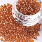 6/0 Glass Seed Beads, Trans. Colours Lustered, Round, Orange, 4mm, Hole: 1.5mm, about 4500pcs/pound