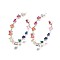 Brass Cubic Zirconia Stud Earrings, Half Hoop Earrings, Ring, Colorful, Platinum, 5.5x39.5mm, Pin: 0.8mm