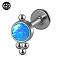 G23 Titanium Threadless Labrets, with Imitation Opal, Stainless Steel Color, Lollipop, 6mm, Pin: 1.2mm