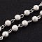 Brass Textured Beads Handmade Chains, Unwelded, Silver Color Plated, 39.3 inch